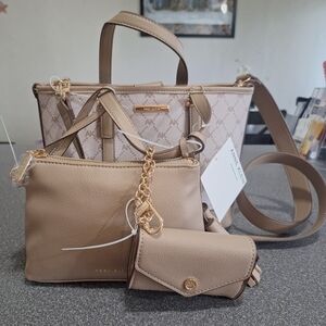 Anne Klein Beige 3-Piece Satchel Set